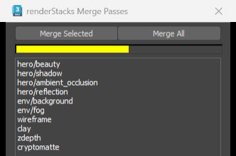 Merge Passes dialog with the Merge All button and the progress bar
