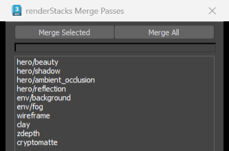 renderStacks Merge Passes dialog